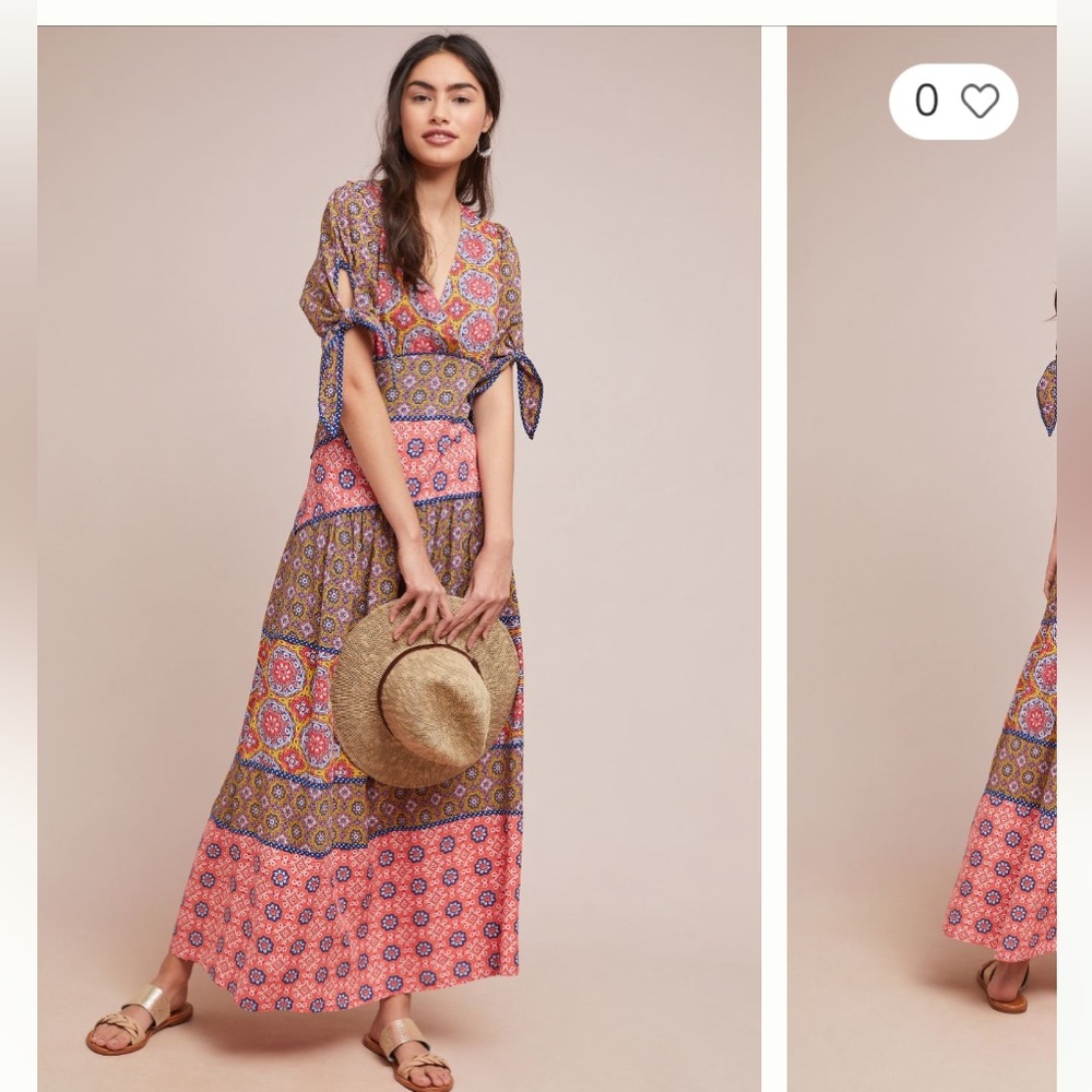 Anthropologie Maeve Eder Tiered Maxi Dress Size 4P. Excellent condition.